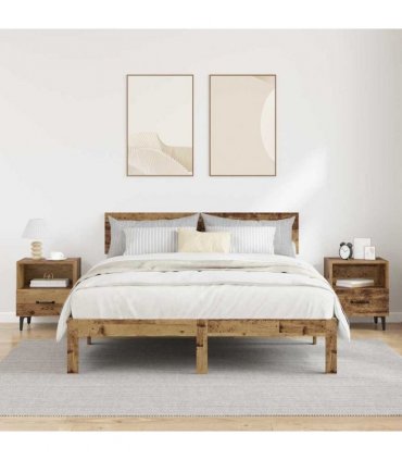 vidaXL Bedside Cabinet with Drawer 2 pcs Old wood 40 x 35 x 47.5 cm — V0672030128