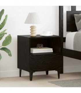 vidaXL Bedside Cabinet Black oak 40 x 35 x 47.5 cm Engineered wood — V0672030131