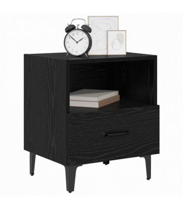vidaXL Bedside Cabinet Black oak 40 x 35 x 47.5 cm Engineered wood — V0672030131