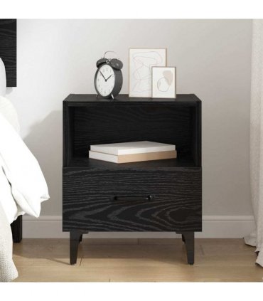 vidaXL Bedside Cabinet Black oak 40 x 35 x 47.5 cm Engineered wood — V0672030131