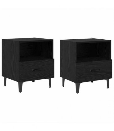 vidaXL Bedside Cabinet with Drawer 2 pcs Black oak 40 x 35 x 47.5 cm — V0672030136