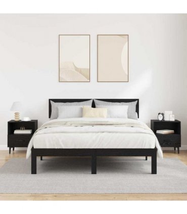 vidaXL Bedside Cabinet with Drawer 2 pcs Black oak 40 x 35 x 47.5 cm — V0672030136