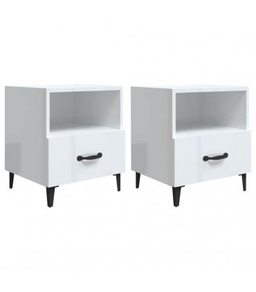 vidaXL Bedside Cabinets 2 pcs High Gloss White Engineered Wood