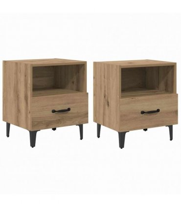 vidaXL Bedside Cabinet with Drawer 2 pcs Artisan Oak 40 x 35 x 47.5 cm — V0672030141