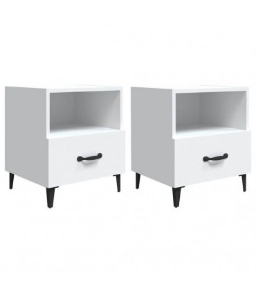 vidaXL Bedside Cabinets 2 pcs White Engineered Wood — V0672030142