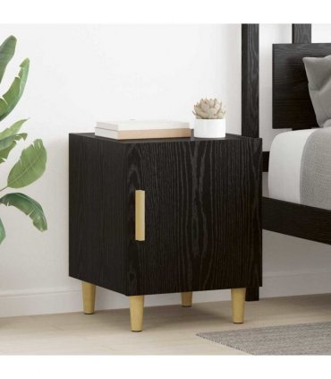 vidaXL Bedside Cabinet 2 pcs Black Oak 40 x 40 x 50 cm Engineered Wood — V0672030147