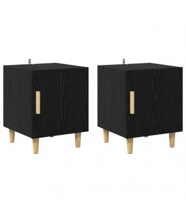 vidaXL Bedside Cabinet 2 pcs Black Oak 40 x 40 x 50 cm Engineered Wood — V0672030147