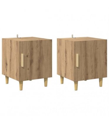vidaXL Bedside Cabinet Wall-mounted 2 pcs Artisan Oak 40 x 40 x 50 cm
