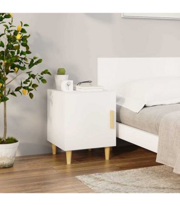 vidaXL Bedside Cabinet White Engineered Wood — V0672030153