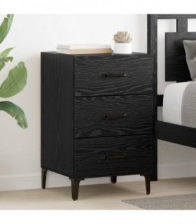 vidaXL Bedside Cabinet Black Oak 40 x 40.5 x 66 cm Engineered Wood