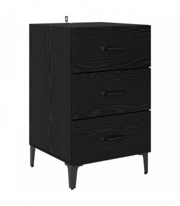 vidaXL Bedside Cabinet Black Oak 40 x 40.5 x 66 cm Engineered Wood