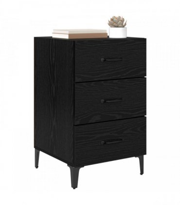 vidaXL Bedside Cabinet Black Oak 40 x 40.5 x 66 cm Engineered Wood