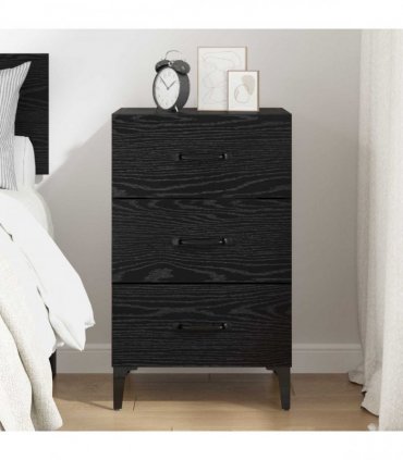 vidaXL Bedside Cabinet Black Oak 40 x 40.5 x 66 cm Engineered Wood