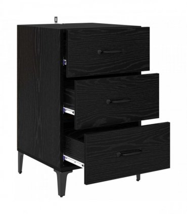 vidaXL Bedside Cabinet Black Oak 40 x 40.5 x 66 cm Engineered Wood