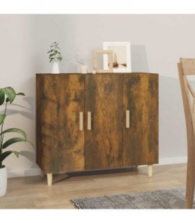 vidaXL Sideboard Smoked Oak 90x34x80 cm Engineered Wood