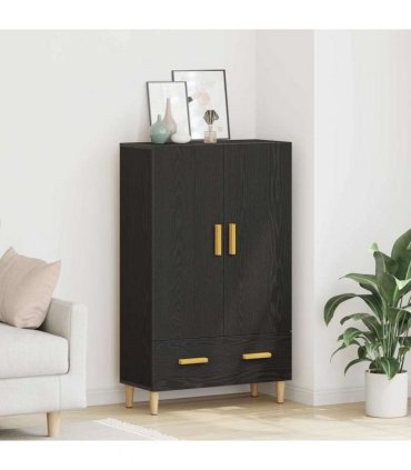 vidaXL Highboard Black Oak 70 x 31 x 115 cm Engineered Wood