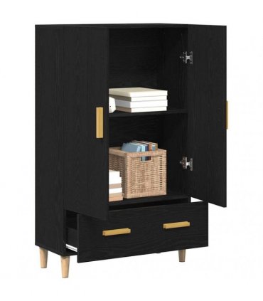 vidaXL Highboard Black Oak 70 x 31 x 115 cm Engineered Wood