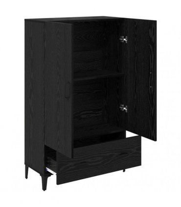 vidaXL Highboard Black Oak 70 x 31 x 115 cm Engineered Wood and Iron