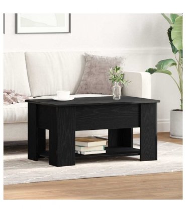vidaXL Coffee Table Black Oak 79 x 49 x 41 cm Engineered Wood