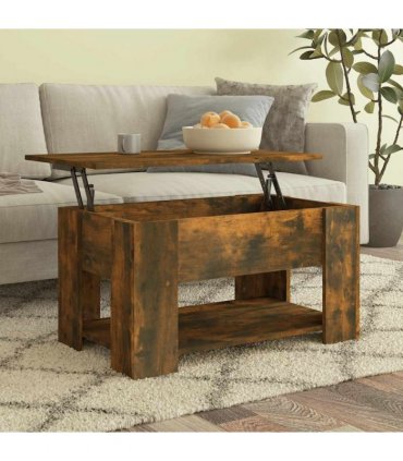 vidaXL Coffee Table Smoked Oak 79x49x41 cm Engineered Wood