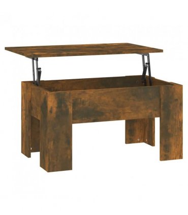 vidaXL Coffee Table Smoked Oak 79x49x41 cm Engineered Wood — Size: 79 x 49 x 42.5 cm