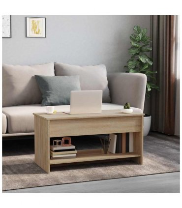 809650 vidaXL Coffee Table Sonoma Oak 102x50x52,5 cm Engineered Wood — Size: 102 x 50 x 52.5 cm