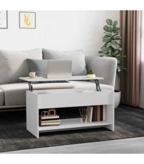 809647 vidaXL Coffee Table White 102x50x52,5 cm Engineered Wood — Size: 102 x 50 x 52.5 cm