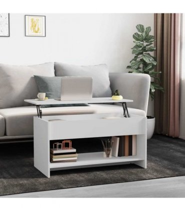 809647 vidaXL Coffee Table White 102x50x52,5 cm Engineered Wood — Size: 102 x 50 x 52.5 cm