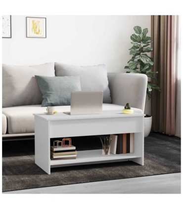 809647 vidaXL Coffee Table White 102x50x52,5 cm Engineered Wood — Size: 102 x 50 x 52.5 cm