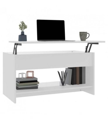 809647 vidaXL Coffee Table White 102x50x52,5 cm Engineered Wood — Size: 102 x 50 x 52.5 cm