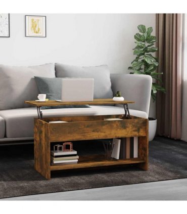 vidaXL Coffee Table Smoked Oak 102x50x52.5 cm Engineered Wood — Size: 102 x 50 x 52.5 cm