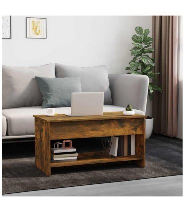 vidaXL Coffee Table Smoked Oak 102x50x52.5 cm Engineered Wood — Size: 102 x 50 x 52.5 cm