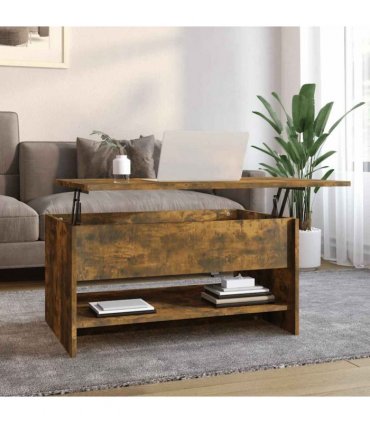 vidaXL Coffee Table Smoked Oak 80x50x40 cm Engineered Wood — Size: 80 x 50 x 41.5 cm