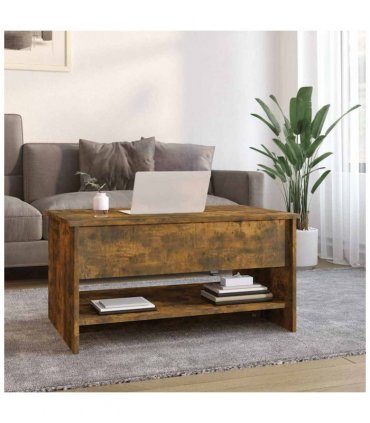 vidaXL Coffee Table Smoked Oak 80x50x40 cm Engineered Wood — Size: 80 x 50 x 41.5 cm