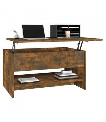 vidaXL Coffee Table Smoked Oak 80x50x40 cm Engineered Wood — Size: 80 x 50 x 41.5 cm