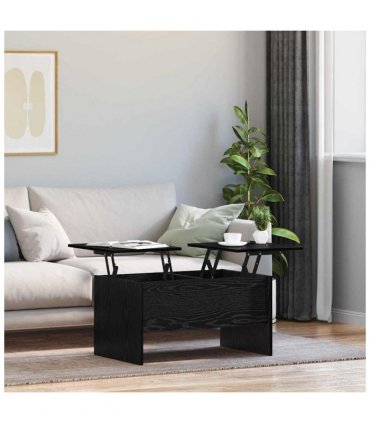 vidaXL Coffee Table Black Oak 102 x 50.5 x 46.5 cm Engineered Wood — Size: 80 x 50.5 x 42.5 cm