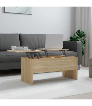 vidaXL Coffee Table Sonoma Oak 102x50.5x46.5 cm Engineered Wood — Size: 102 x 50 x 46.5 cm