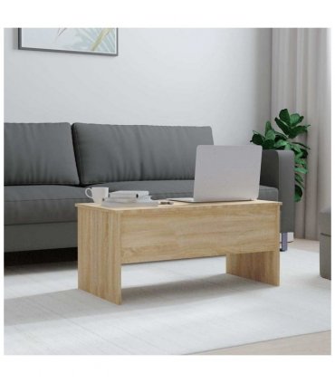 vidaXL Coffee Table Sonoma Oak 102x50.5x46.5 cm Engineered Wood — Size: 102 x 50 x 46.5 cm