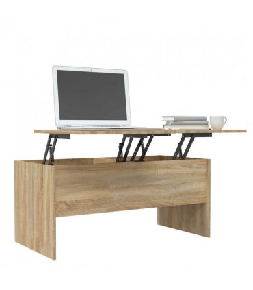 vidaXL Coffee Table Sonoma Oak 102x50.5x46.5 cm Engineered Wood — Size: 102 x 50 x 46.5 cm