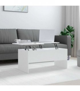 vidaXL Coffee Table White 102x50.5x46.5 cm Engineered Wood — Size: 102 x 50 x 46.5 cm