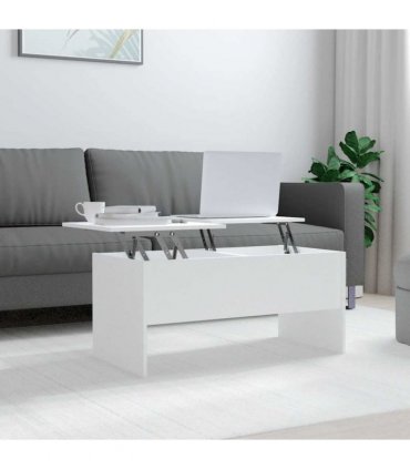vidaXL Coffee Table White 102x50.5x46.5 cm Engineered Wood — Size: 102 x 50 x 46.5 cm