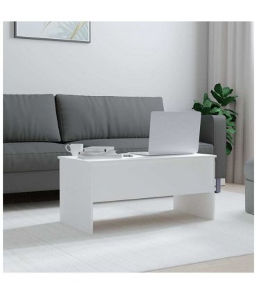 vidaXL Coffee Table White 102x50.5x46.5 cm Engineered Wood — Size: 102 x 50 x 46.5 cm