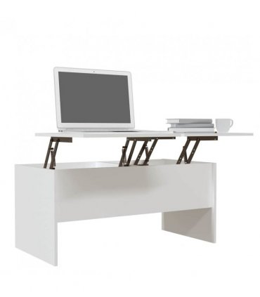 vidaXL Coffee Table White 102x50.5x46.5 cm Engineered Wood — Size: 102 x 50 x 46.5 cm