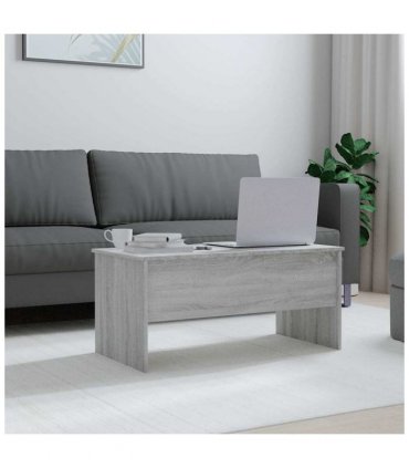 vidaXL Coffee Table Grey Sonoma 102x50.5x46.5 cm Engineered Wood — Size: 102 x 50 x 46.5 cm