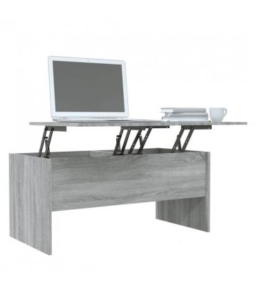 vidaXL Coffee Table Grey Sonoma 102x50.5x46.5 cm Engineered Wood — Size: 102 x 50 x 46.5 cm