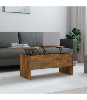 vidaXL Coffee Table Smoked Oak 102x50.5x46.5 cm Engineered Wood — Size: 102 x 50 x 46.5 cm