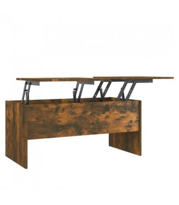 vidaXL Coffee Table Smoked Oak 102x50.5x46.5 cm Engineered Wood — Size: 102 x 50 x 46.5 cm