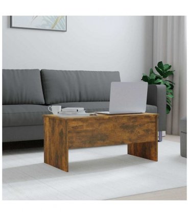 vidaXL Coffee Table Smoked Oak 102x50.5x46.5 cm Engineered Wood — Size: 102 x 50 x 46.5 cm