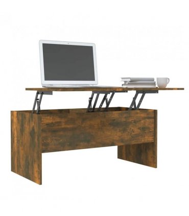vidaXL Coffee Table Smoked Oak 102x50.5x46.5 cm Engineered Wood — Size: 102 x 50 x 46.5 cm