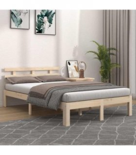 vidaXL Bed Frame | Natural Pine | Solid pine wood | 140x190 cm | Simplistic — Size: 140 x 190 cm